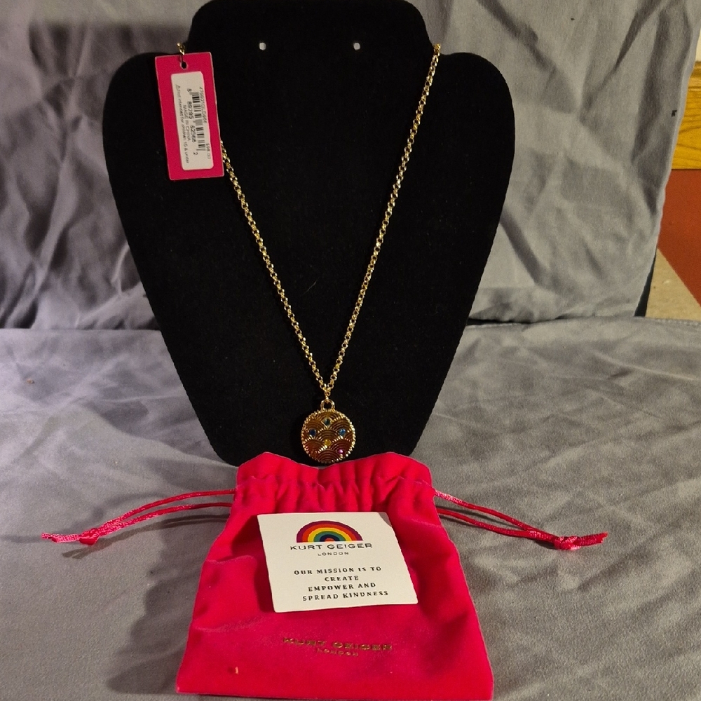 Kurt Geiger Gold and Black Pendant Necklace